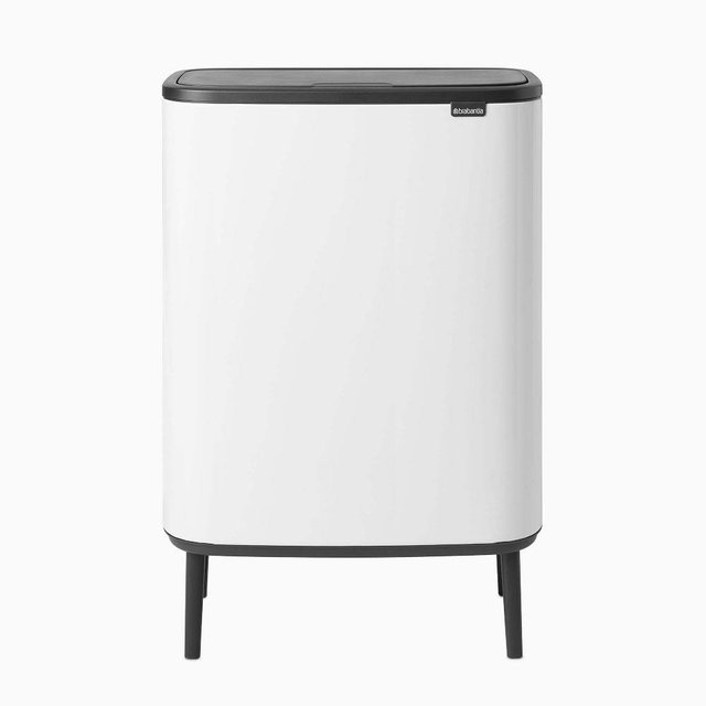 Brabantia Bo Touch Top Trash Can, 16 Gallon, White