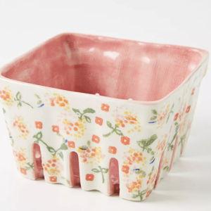 Floral Ceramic Berry Basket