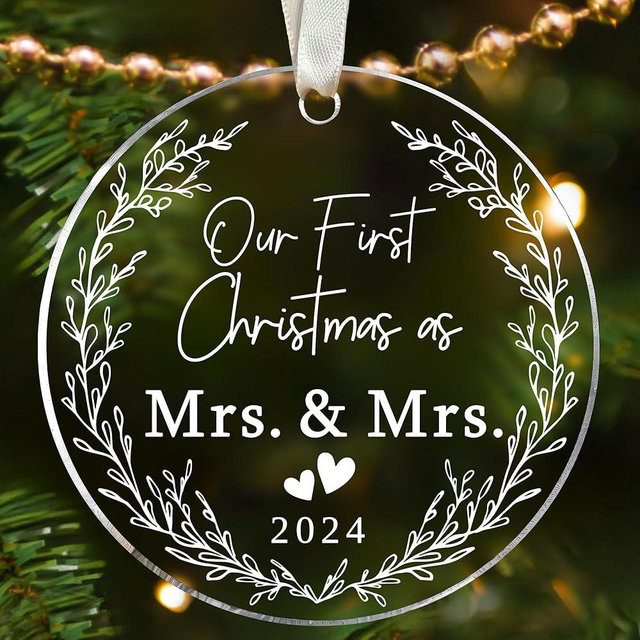 Mrs and Mrs Wedding Gifts - Lesbian Wedding Gifts - Mrs and Mrs Ornament, Lesbian Ornament - Lesbian Couple Gifts, Gifts for Lesbian Christmas - Mrs and Mrs Christmas Ornament 2024 - Acrylic Ornament
