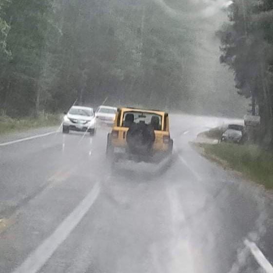 jeepin in the rain with no roof, summer 2021