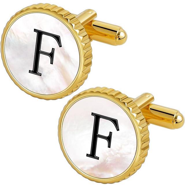 Cuff Links Mens Golden Silver Gunmetal Black, Cufflinks for Men Custom Initial Personalized Mother Of Pearl Mens Cufflink for Shirt Golden Silver Gunmetal Black Cuff Link Shirt for Wedding
