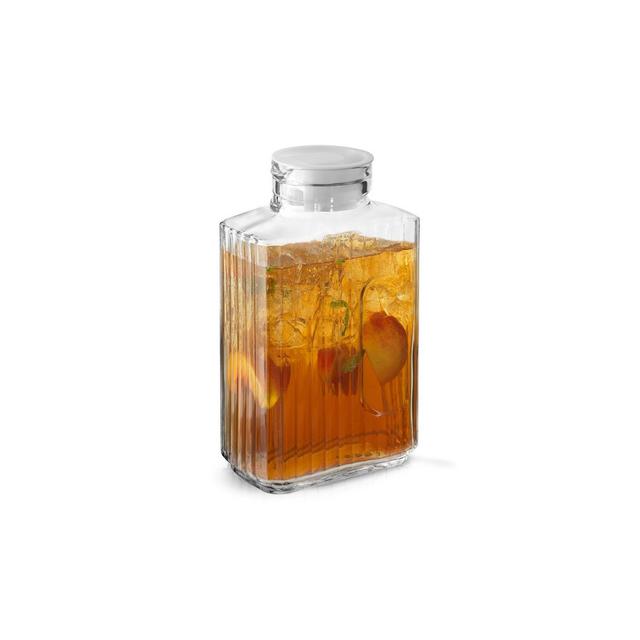 JoyJolt Beverage Serveware Glass Pitcher & 2 Lids - 68 oz Carafe for Hot Liquids or Cold Drinks