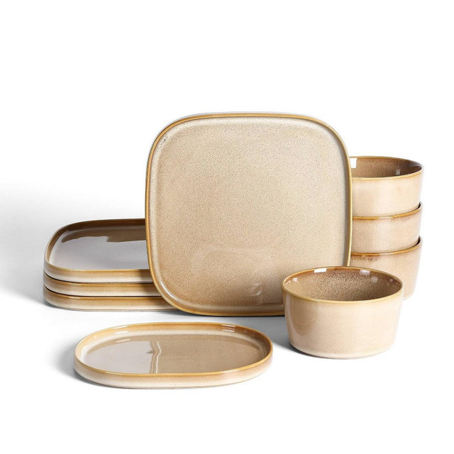 Stone Lain 12pc Cairo Stoneware Dinnerware Set Sand