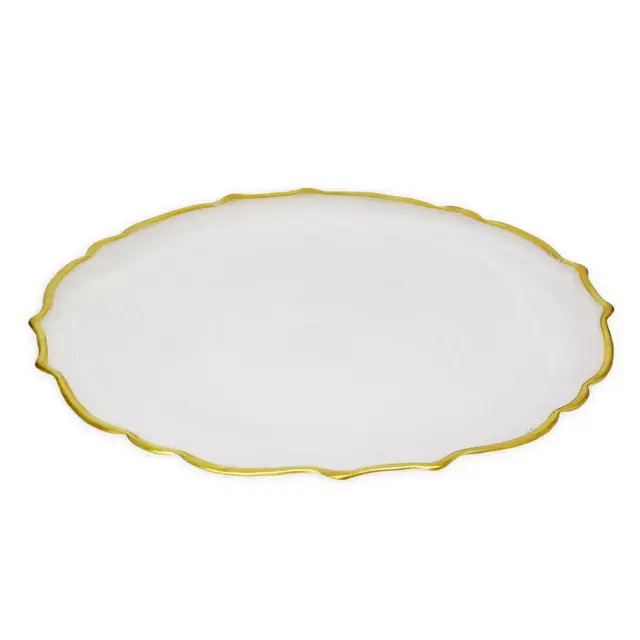 Classic Touch Trophy Alabaster White Charger Plates (Set of 4)