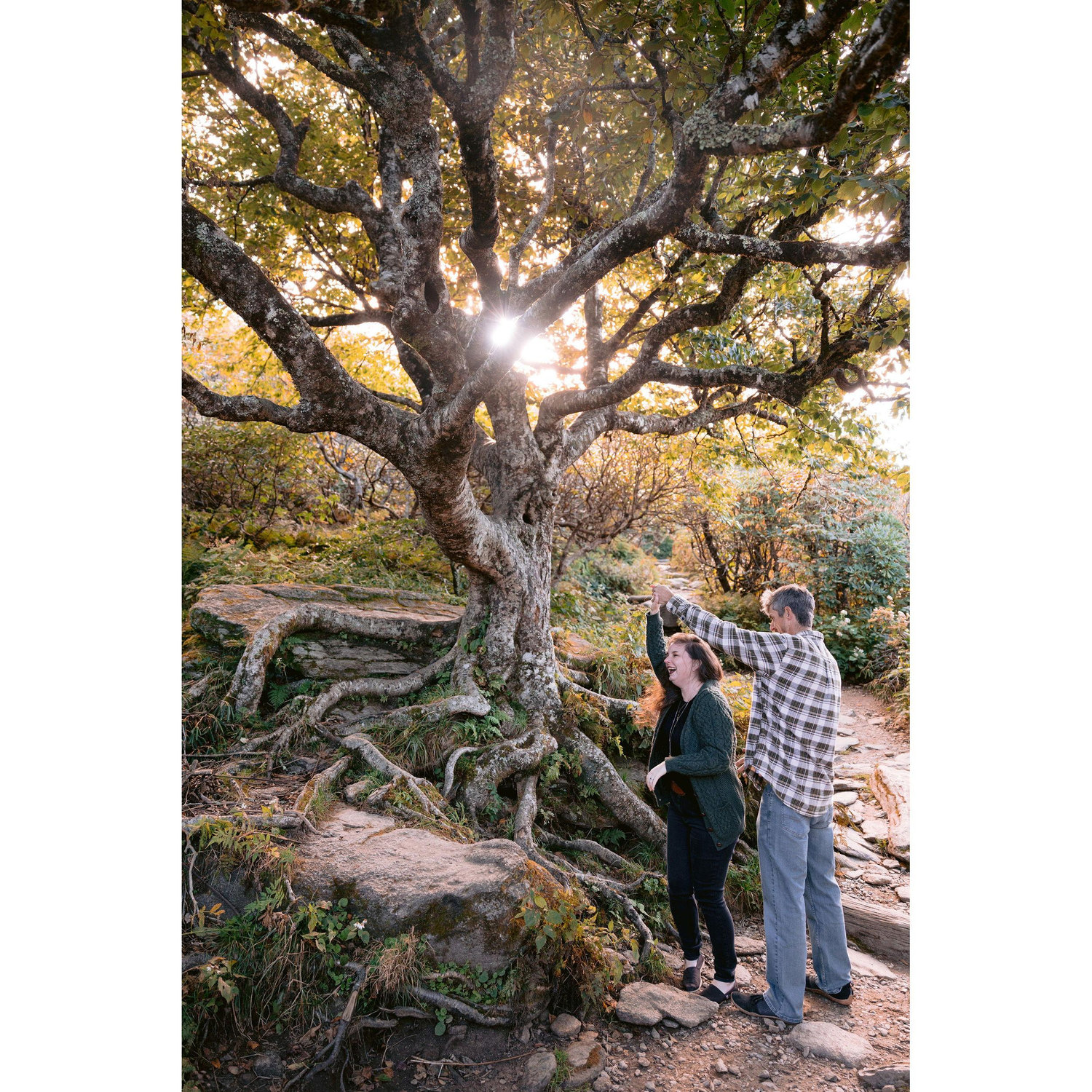 Engagement photos in the Blue Ridge Mountains.  The location is Craggy Gardens.