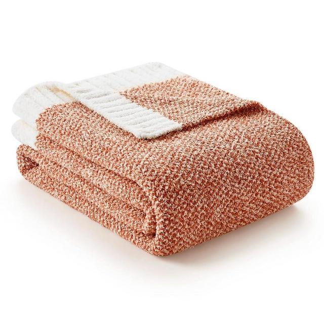 Snuggle Sac Orange Fall Throw Blanket for Couch, Oversized Throw XL Super Soft Warm Blankets Cozy Knit Fuzzy Throws for Sofa, Bed, Living Room, Heather Orange, 50x70 inches