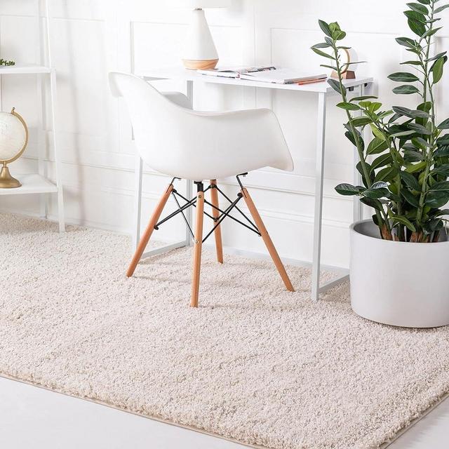 Rugs.com Soft Solid Shag Collection Area Rug – 8x11 Oatmeal Beige Shag Rug Perfect for Living Rooms, Large Dining Rooms, Open Floorplans
