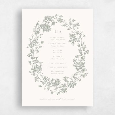 Pale Sage, Green Wedding Program - Treviso