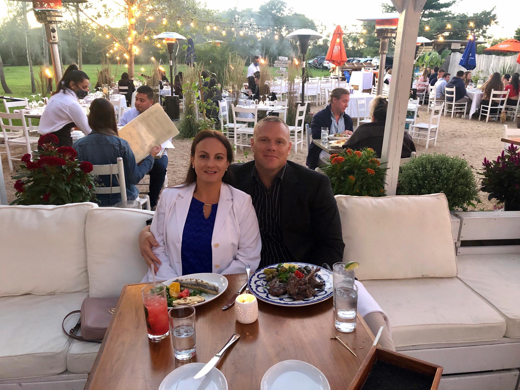 Celebrating life at a nice Mediterranean restaurant in Southampton