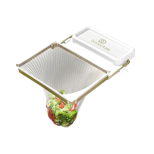 Dolcevitae Nimedala Meshmate Waste Rack Sink, Mesh Mate Rotatable Kitchen Sink Strainer with 100Pcs Filter Mesh Bags, Suction Cup Sink Strainer & Kitchen Sink Filter Rack (White,With 100 pcs Bags)