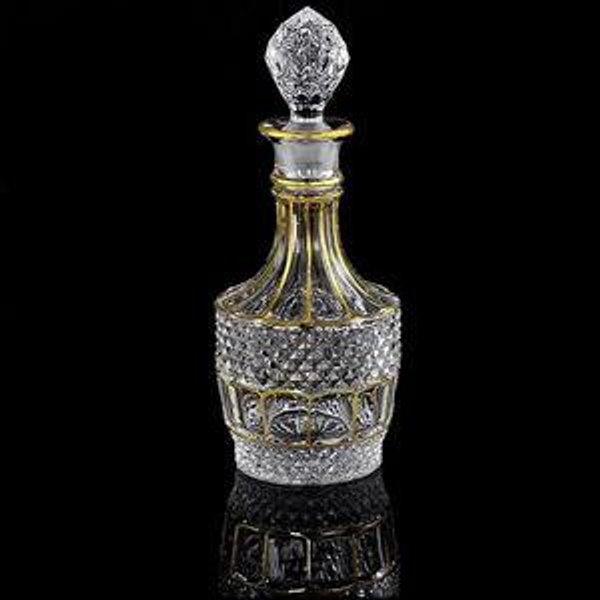 Luxury Hand painted Gold liquor Decanter，Crystal Whiskey Decanter，Golden Design Bourbon Decanter，Bourbon Scotch Vodka Wine，Tequila，Brandy or Home Bar，Gifts for Men