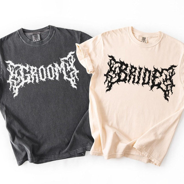 Matching Halloween Couples Shirt Comfort Colors Bride Groom Engaged Shirt Spooky Wedding Gift Shirt Goth Tees Heavy Metal Newlywed Til Death