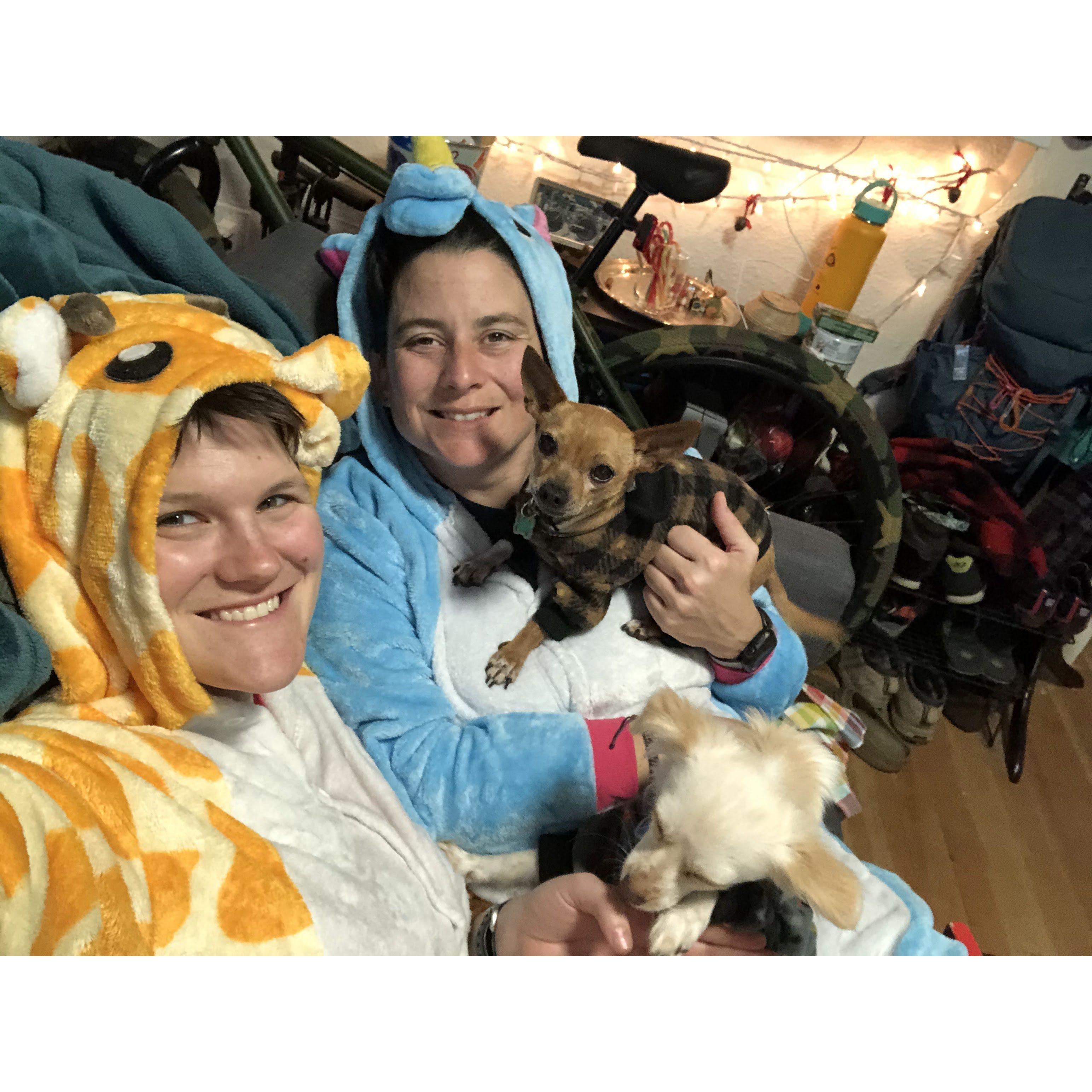 Dec 2019, the start of our tradition of wearing onsies for Christmas morning