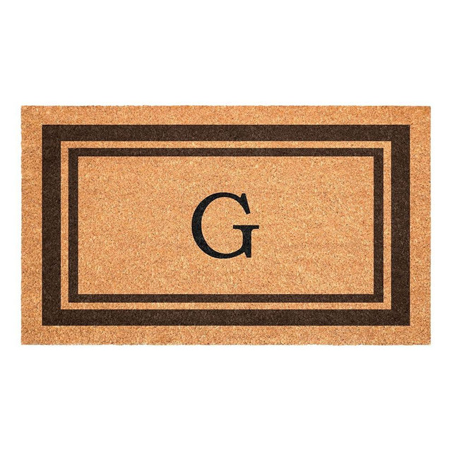 Calloway Mills 152981830G Brown Border 18" x 30" Monogram Doormat (Letter G)