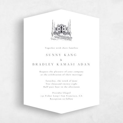 White Diamond Wedding Invitation - Floris Portrait