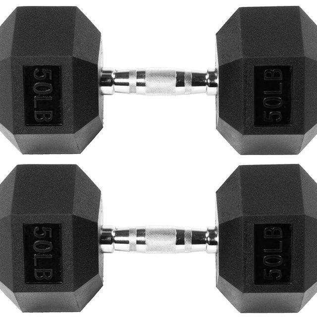 Signature Fitness Rubber Encased Hex Dumbbell, Pairs or Sets, Multiple Packages