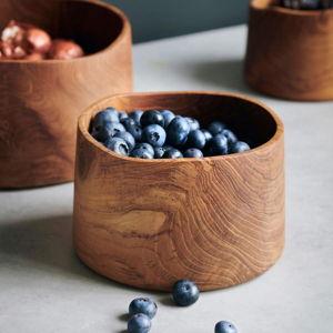Set of 3 Hand-Carved Wooden Bowls (Natural Finish)