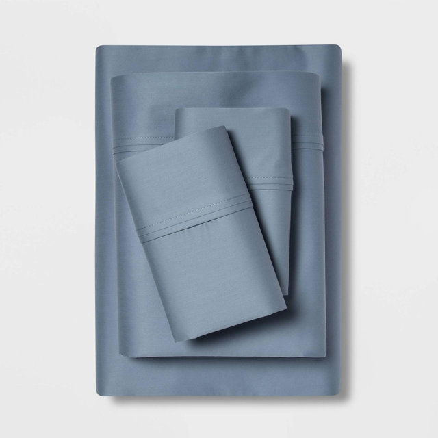 California King 400 Thread Count Solid Performance Sheet Set Light Indigo - Threshold™