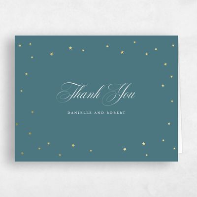 Grayed Teal, Blue Wedding Thank You - Emery Landscape Foil