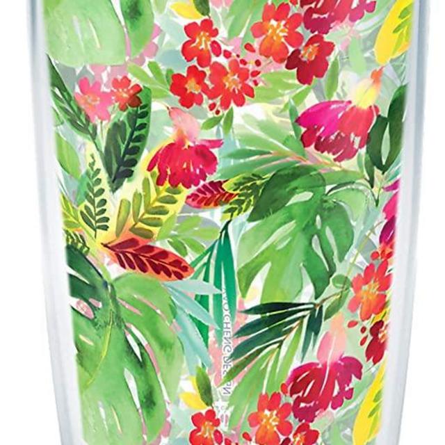 Tervis Yao Cheng - Tropical Bloom Made in USA Double Walled Insulated Tumbler Cup Keeps Drinks Cold & Hot, 16oz, Classic