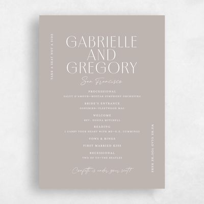Brown Simple Wedding Program - Brooklyn