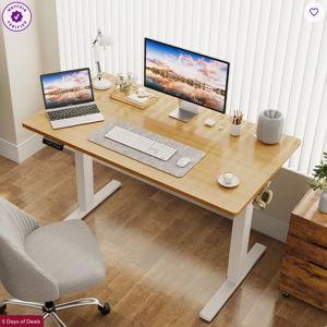 Height Adjustable Standing Desk - Bamboo/White, 48" H x 39.37" W x 23.62" D