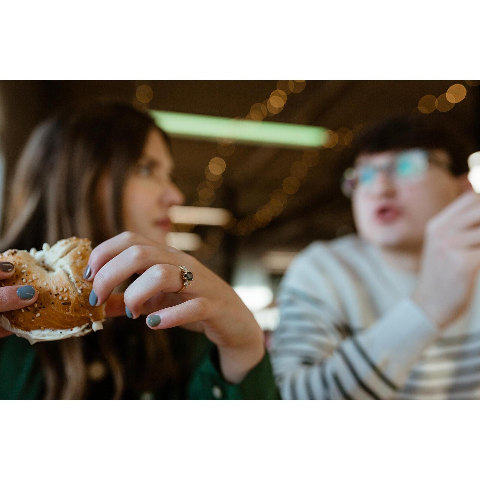 The ring, featuring Hannah's favorite bagel