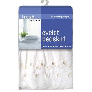 Fresh Ideas Eyelet Bed Skirt, Ruffled Design, 18 Inch Drop, Embroidered Scalloped Edge, King, White