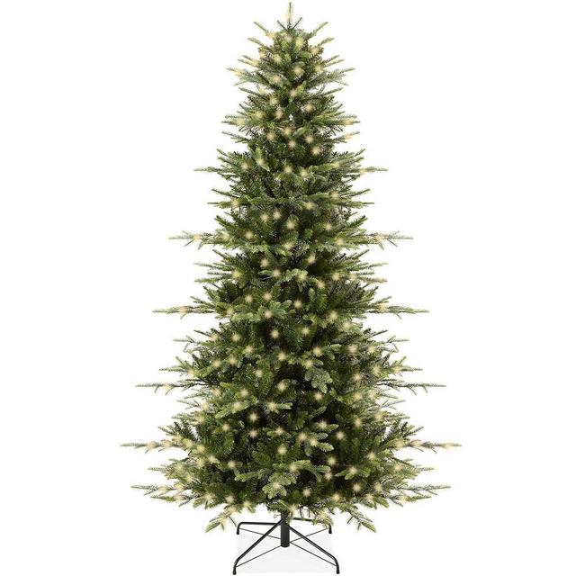Best Choice Products 6ft Pre-Lit Artificial Aspen Christmas Tree, Noble Holiday Décor w/ 1,350 Branch Tips, 2-in-1 Multicolor LED Lights, Cordless Connection, Metal Stand