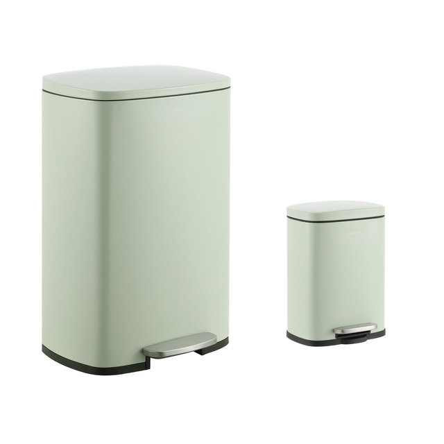 happimess Connor Rectangular 13-Gallon Trash Can with Soft-Close Lid and FREE Mini Trash Can, Pistachio Gelato