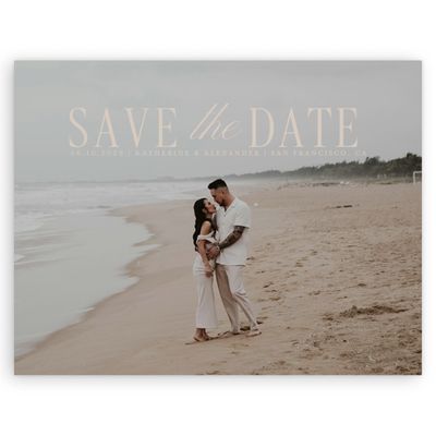Canvas Tan, Beige Wedding Digital Save the Date - Dove Landscape