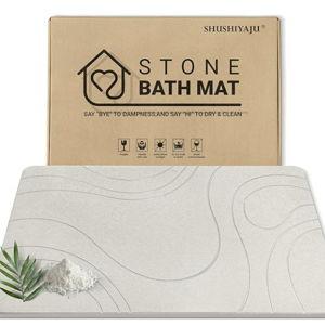 Stone Bath Mat Quick Dry Diatomaceous Earth Bath Flow Line-Beige