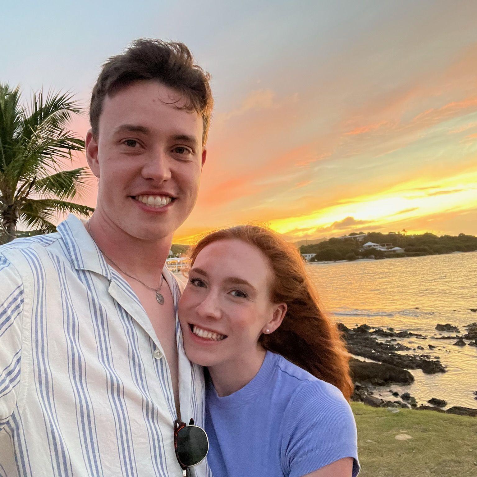 Enjoying a beautiful sunset in paradise together!