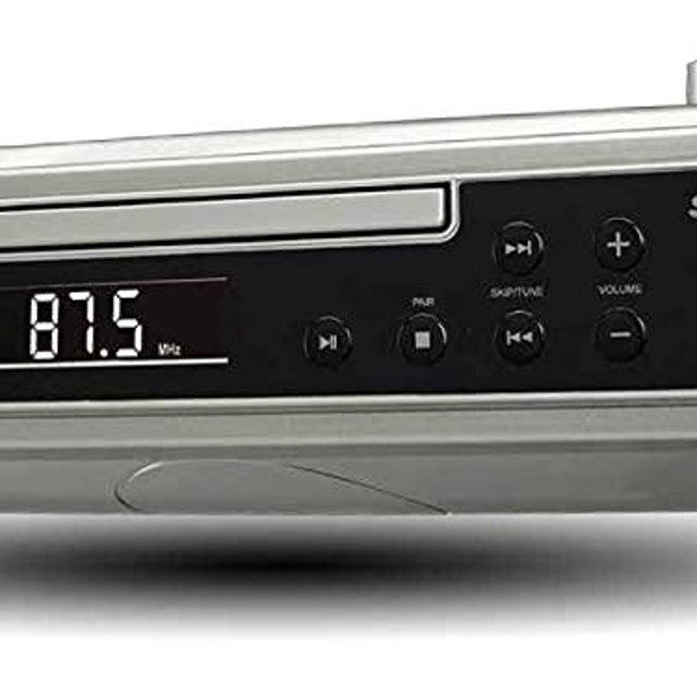 SYLVANIA SKCR2713 Under Counter CD Player with Clock Radio and Bluetooth, Silver