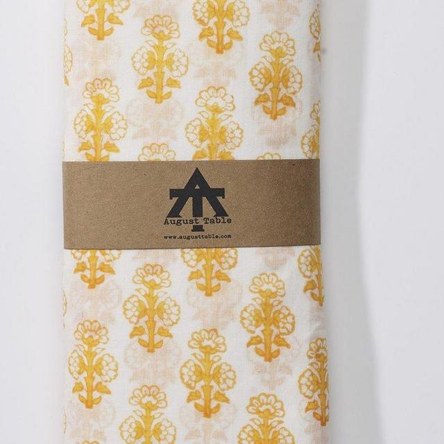 August Table Talelayo print Tablecloth in Tanager Yellow