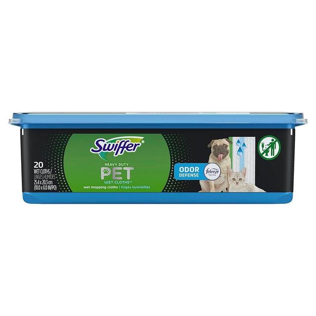Swiffer Sweeper Pet Heavy Duty Multi-Surface Wet Cloth Refills for Floor Mopping and Cleaning, Fresh scent, 20 count