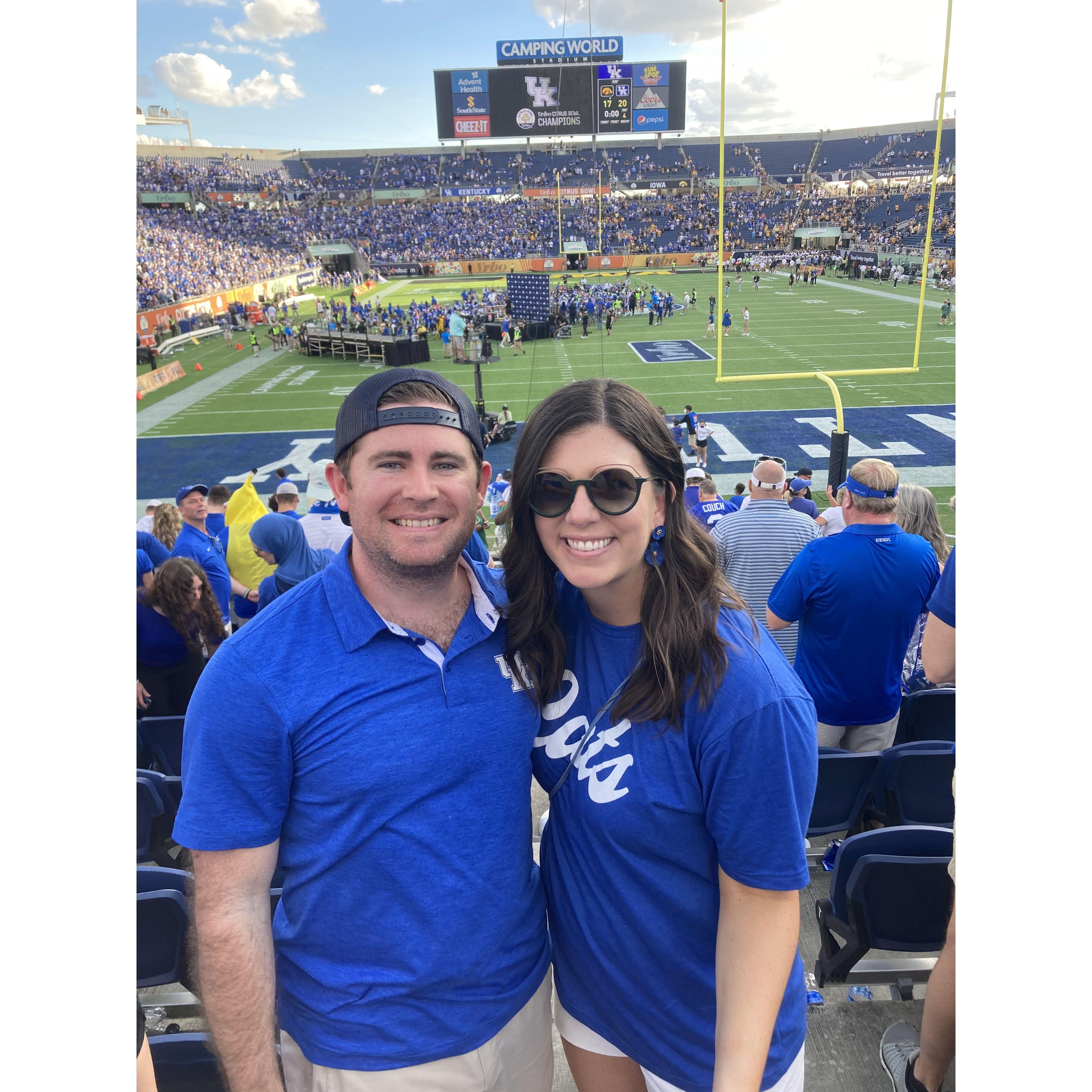 Another passed test of Erin's tolerance for Adam's fandom during Kentucky's thrilling 2022 Citrus Bowl victory. Go Cats!