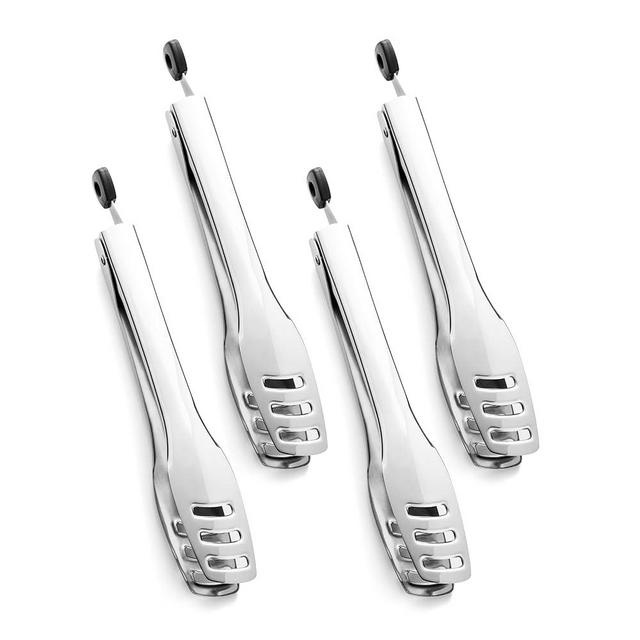 KINGSTONE Large Serving Utensils 4 Piece Serving Tongs,18/10 Stainless Steel 10.62inch Kitchen Tongs For Serving Food,Buffet, Wedding, Party Catering,Food Salad/Cake/Bread, BBQ with Locking