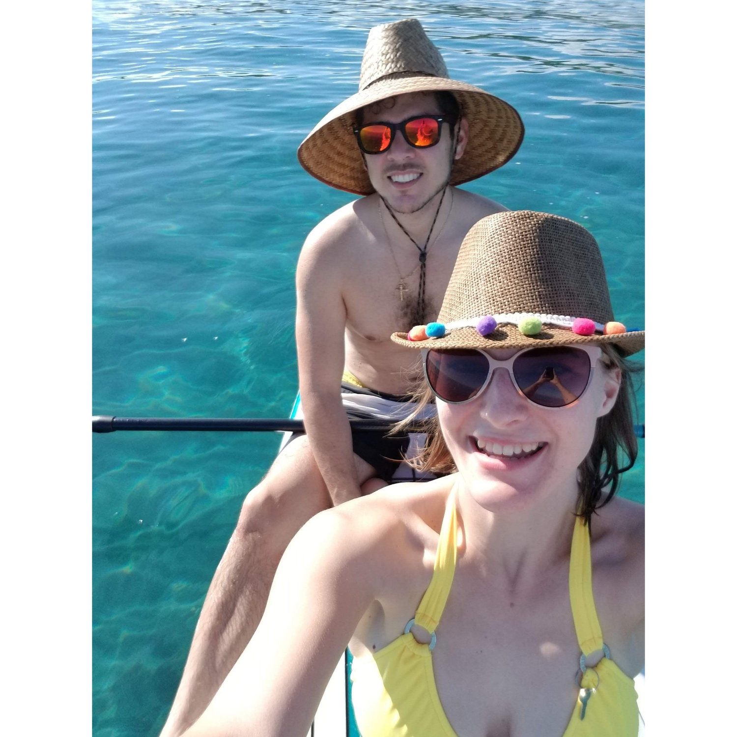 Our first time paddle boarding when we got caught in a school of fish being chased by tuna fish, 2018