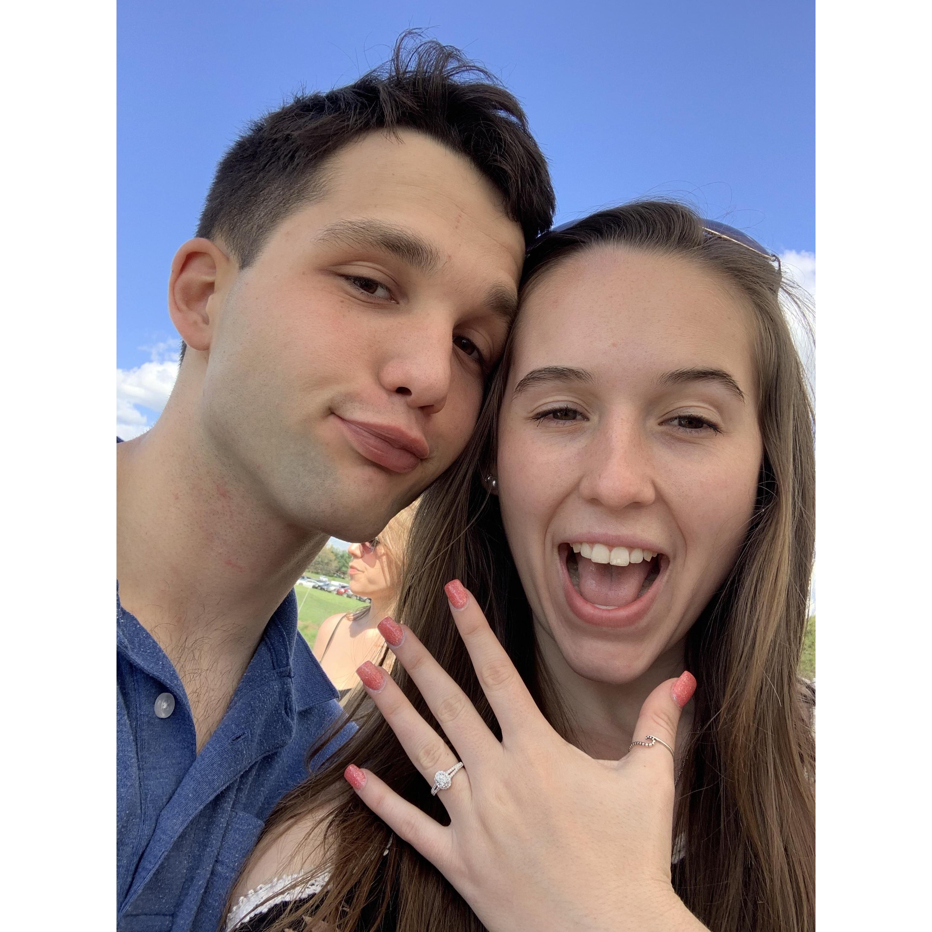 This is the selfie we took hours after he proposed!