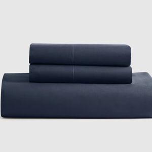 Organic Crisp Percale Sheet Set Without Flat Sheet - Size: King, Color: Navy