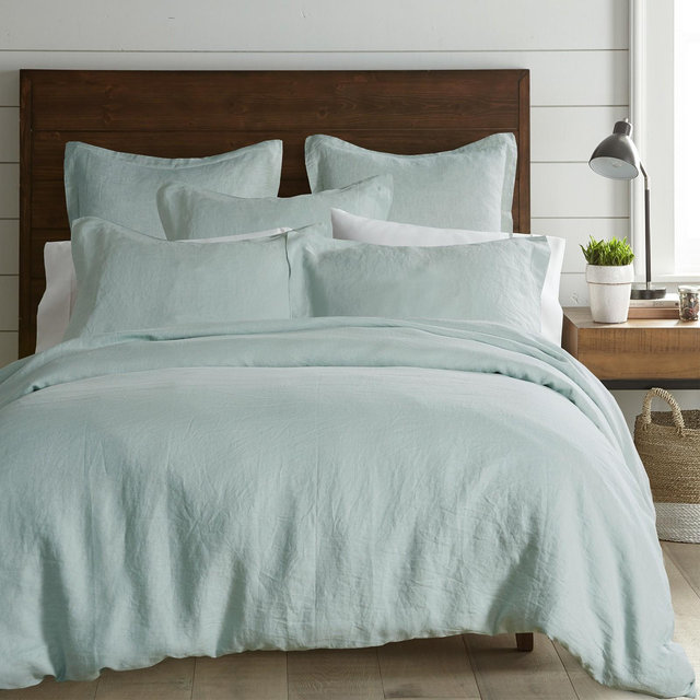 Washed Linen Queen Duvet Cover - Spa - Levtex Home