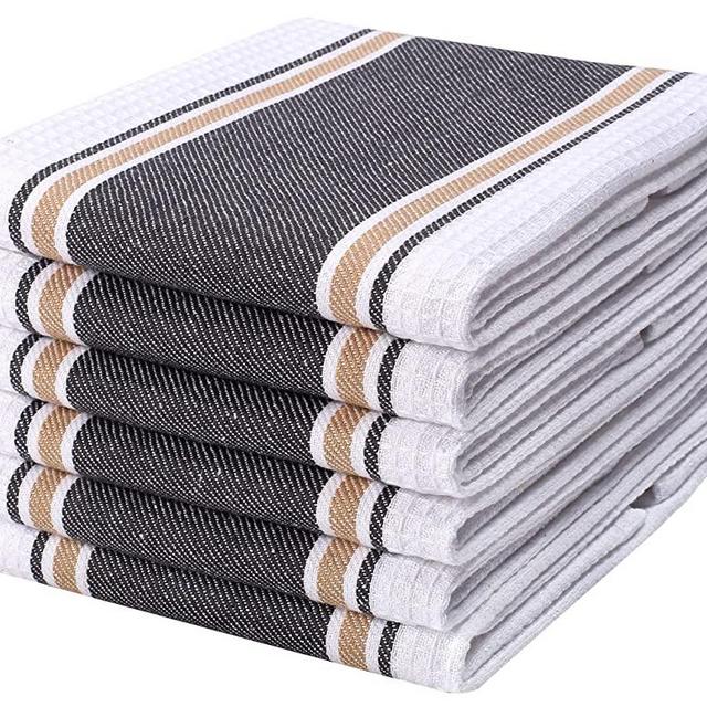 KAF Home Soho Kitchen Dish Towel Set of 10 18 x 28 inch Tea Towels Soft and Absorbent Mixed Set of Flat Towels (Charcoal)