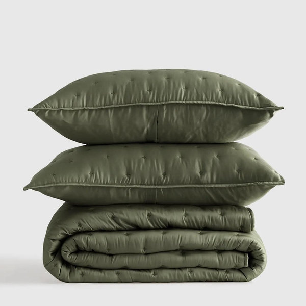 Bamboo Dream Quilt Set - Olive, King/Cal King