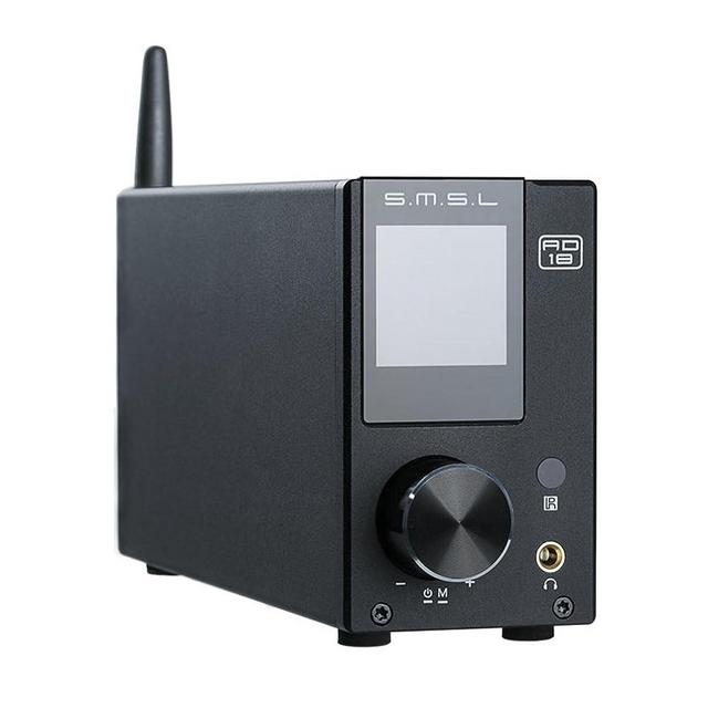 SMSL AD18 HiFi Stereo Audio Amplifier, Supporting Bluetooth 4.2, Supporting APT-X, USB DSP Full Digital Power Amplifier 2.1, Small 80Wx2 Class-D Amplifier, with Subwoofer Output