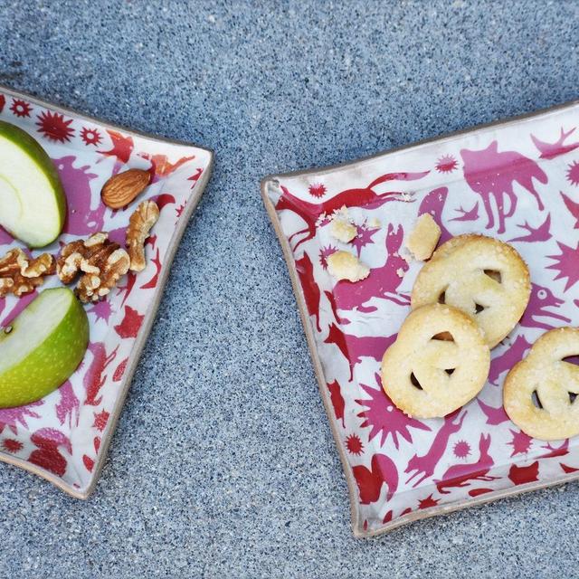 Red Ceramic dessert plate, Fox Decorative...