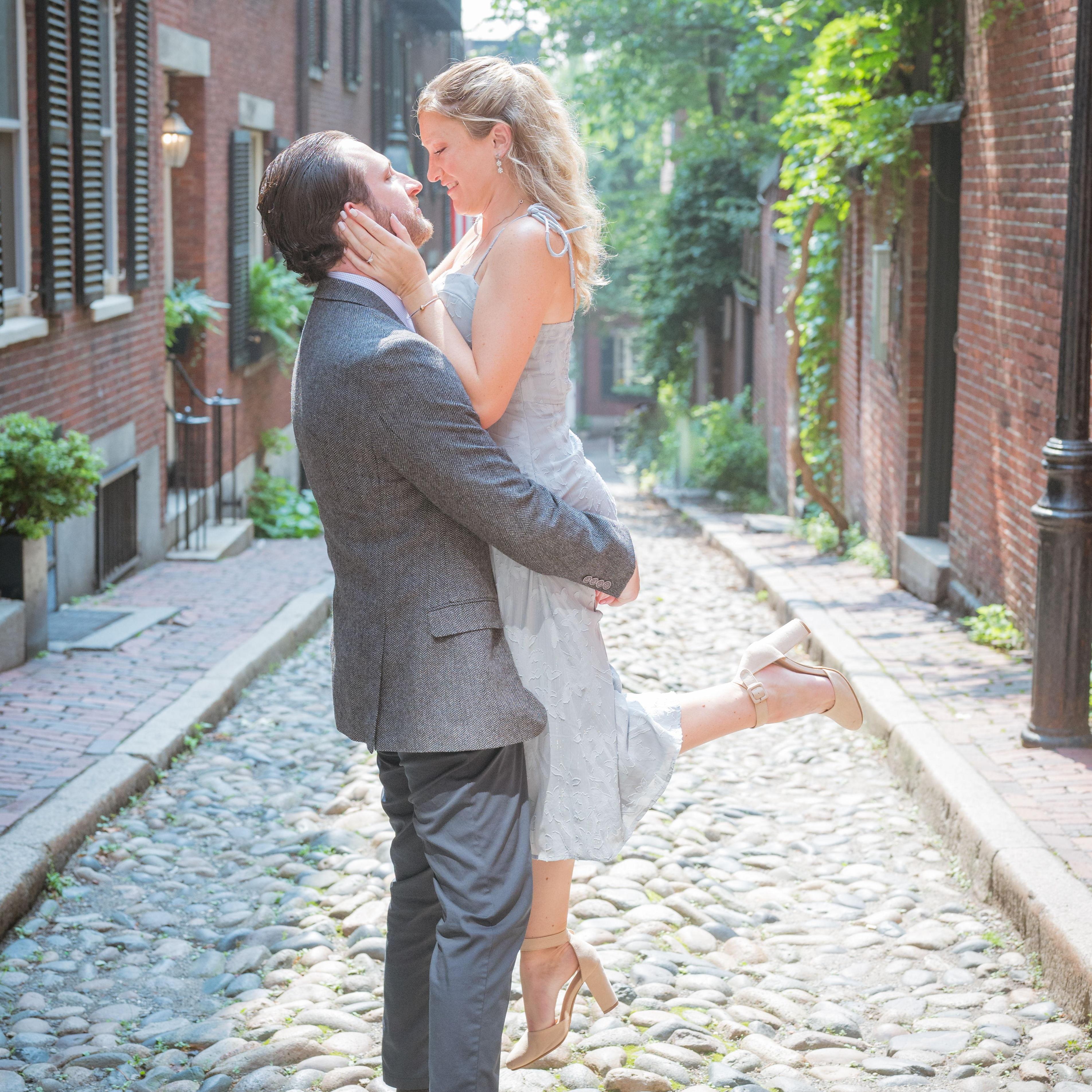 Acorn Street in the Beacon Hill area of Boston, MA