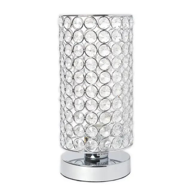Elegant Designs Elipse Crystal Cylindrical Table Lamp in Chrome