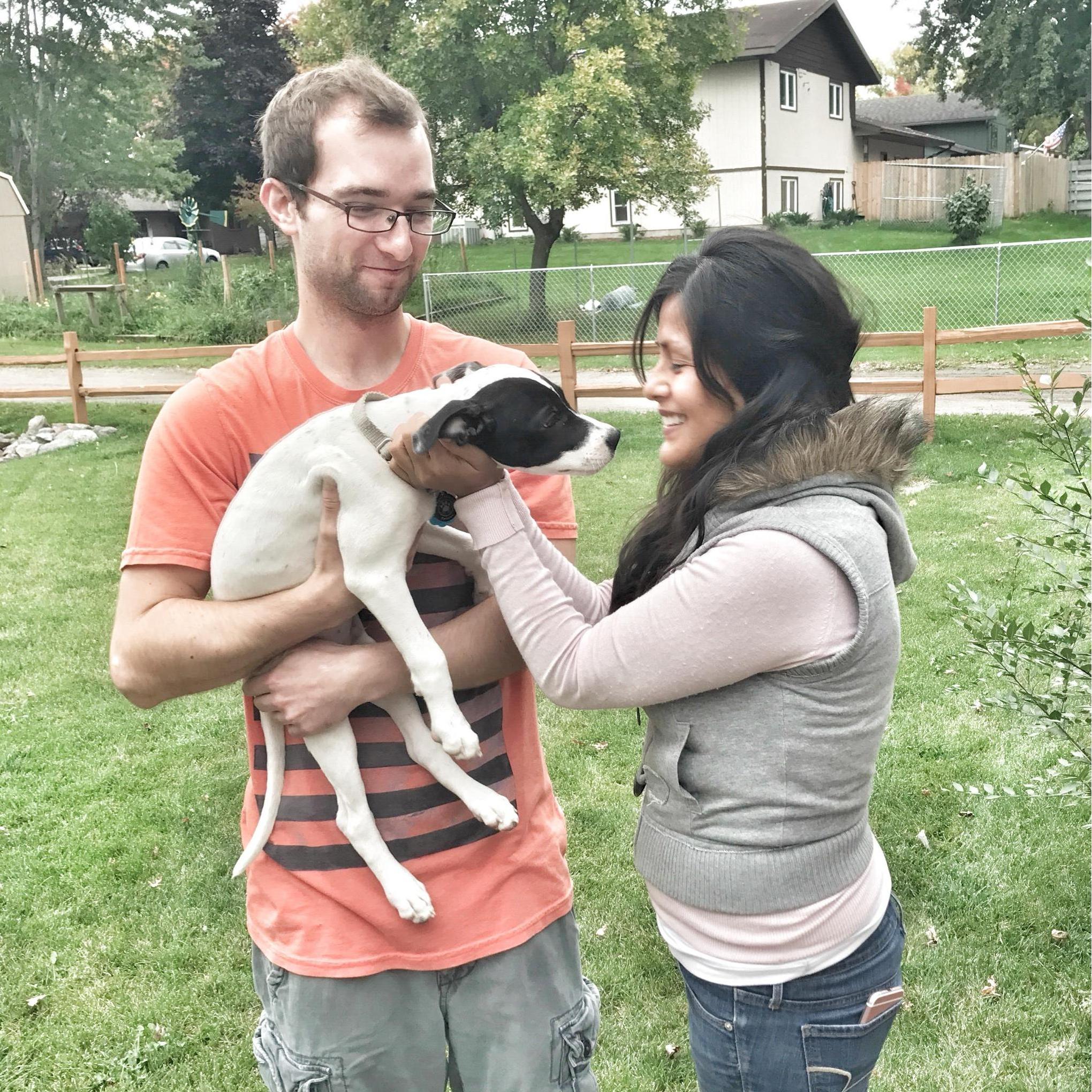 Meeting our furbaby, Baxter Ray, for the first time