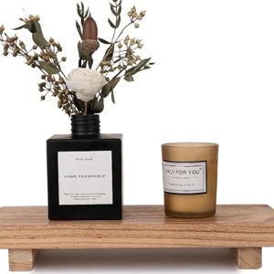 10" zoocatia Small Wood Tray Pedestal Stand Farmhouse Bathroom Decor Decorative Wooden Riser Kitchen Soap Dish Holder for Vanity, Counter, Sink, 10" x 4.5" - Brown